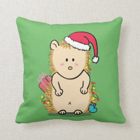 Funny Messy Merry Christmas Hedgehog Kids Room Throw Pillows