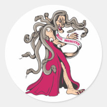 funny miss monster ugly pageant winner cartoon round sticker