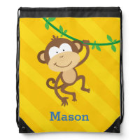 Funny Monkey in the Jungle Drawstring Backpack