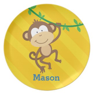 Funny Monkey in the Jungle Personalized Plate
