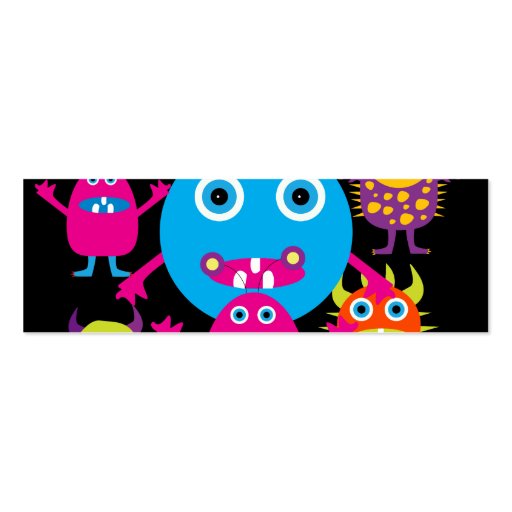 Funny Monster Bash Cute Creatures Party Business Card Templates (back side)