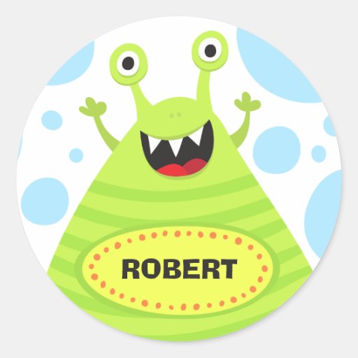 Funny monster personalized name stickers for kids Zazzle