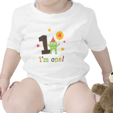 Funny monster with balloon and cupcake I am one Tee Shirts