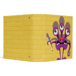 funny monster with pencil notebook binders