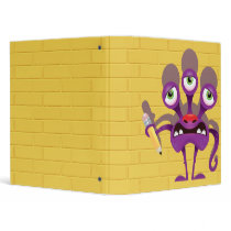 funny monster with pencil notebook binders