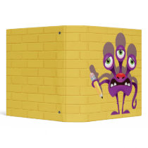 funny monster with pencil notebook binders