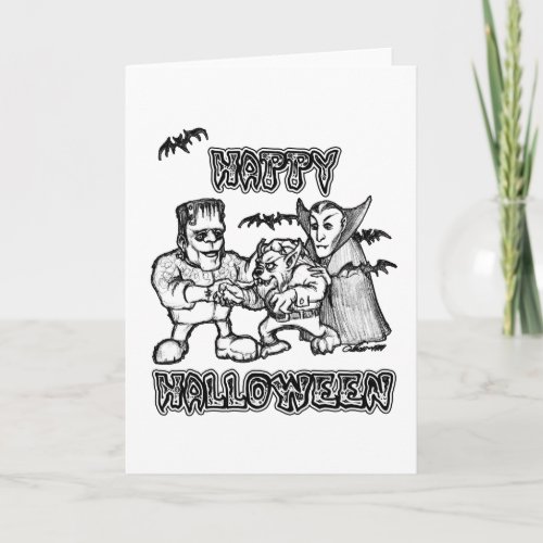 Funny Monsters - Happy Halloween Card card