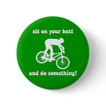 Funny mountain biking pinback button