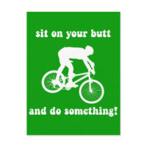 Funny mountain biking postcard