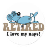 Funny mouse napping retirement stickers