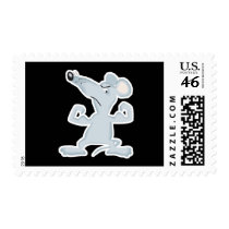 funny mouse with muscles postage stamp