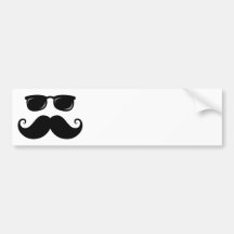 Funny mustache and sunglasses face bumper sticker