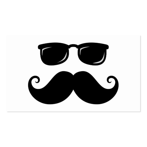 Funny mustache and sunglasses face business cards (front side)