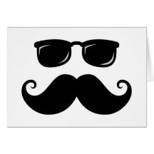 Funny mustache and sunglasses face card