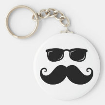 Funny mustache and sunglasses face keychains