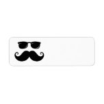Funny mustache and sunglasses face return address label