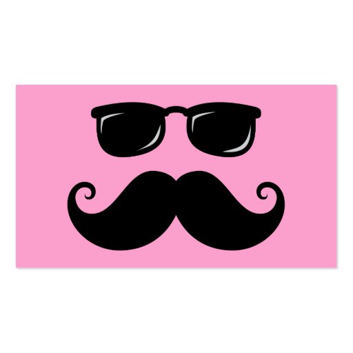Funny mustache and sunglasses face on pink business cards (front side)