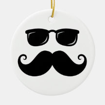 Funny mustache and sunglasses face ornaments
