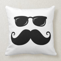 Funny mustache and sunglasses face pillows