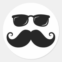 Funny mustache and sunglasses face sticker