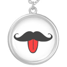 Funny mustache custom necklace