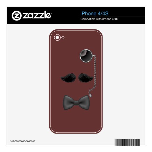 Funny Mustache Glasses Bow Tie iPhone 4 Skin