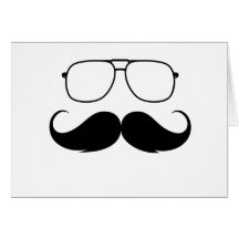 funny mustache glasses in black greeting cards