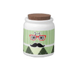Funny Mustache; Green Argyle Candy Dish
