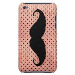 Funny Mustache On Cute Pink Polka Dot Background iPod Touch Covers