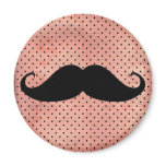 Funny Mustache On Cute Pink Polka Dot Background Refrigerator Magnet