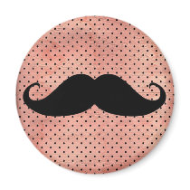 Funny Mustache On Cute Pink Polka Dot Background Refrigerator Magnet