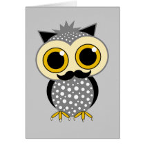 funny mustache owl greeting cards