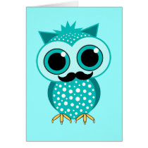 funny mustache owl cards