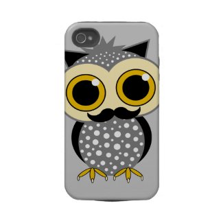 funny mustache owl tough iphone 4 cases