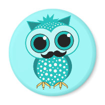 funny mustache owl magnet