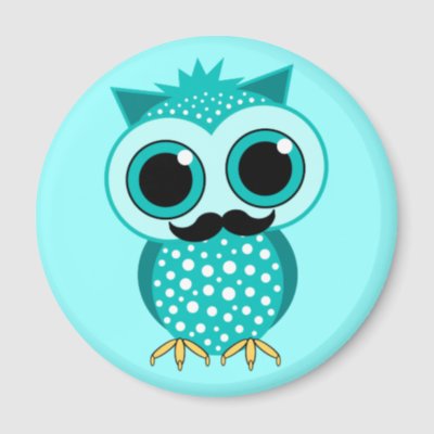 funny mustache owl magnet