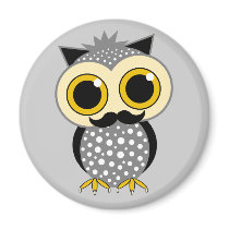 funny mustache owl refrigerator magnet