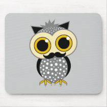 funny mustache owl mousepad
