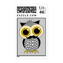 funny mustache owl postage stamps