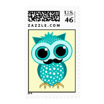 funny mustache owl stamps