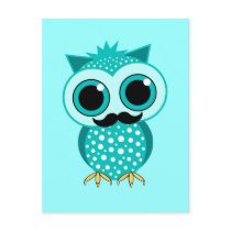 funny mustache owl post cards