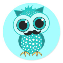 funny mustache owl sticker