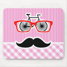 Funny Mustache; Pink Plaid; Checkered Mouse Pad