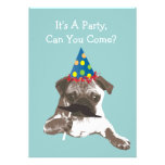 Funny Mustache Pug Birthday Party Invitation