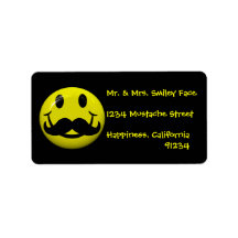 Funny Mustache Smiley Face Labels