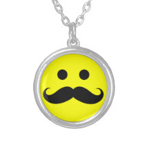 Funny Mustache Smiley Face Necklace