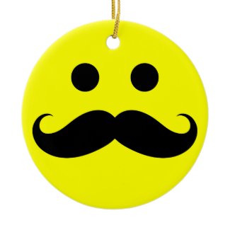 Funny Mustache Smiley Face Ornaments