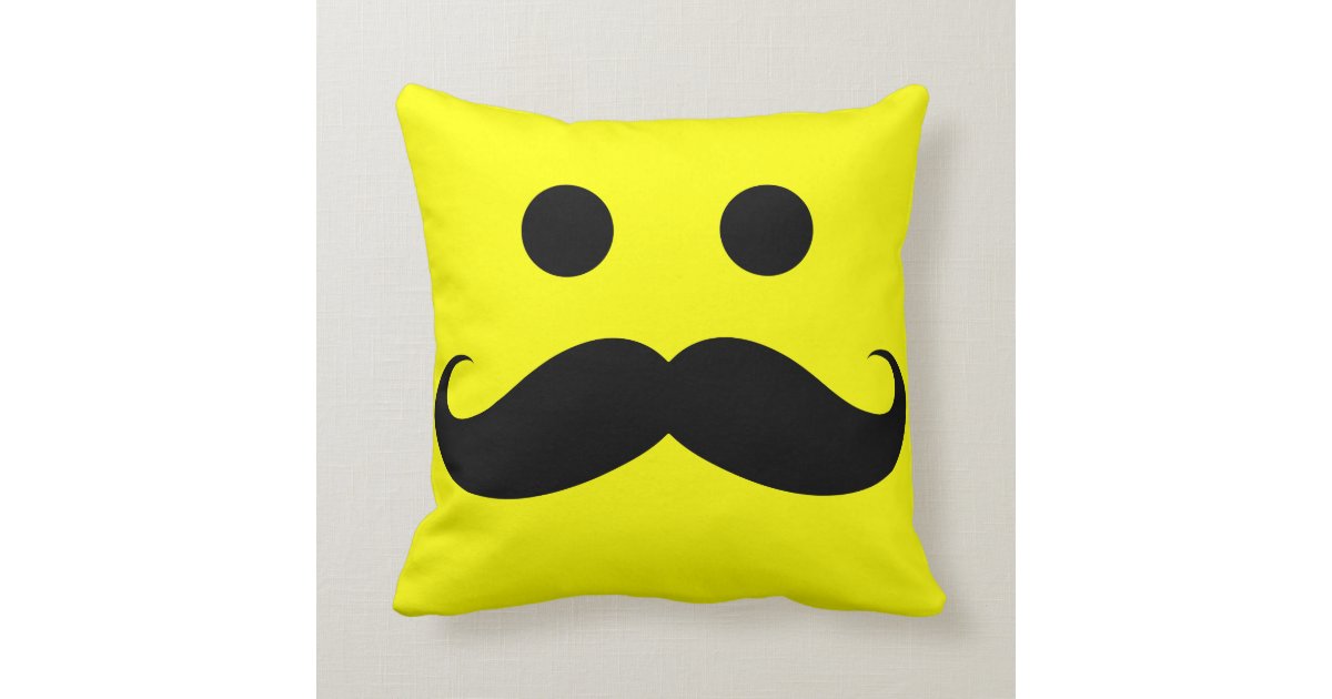 Funny Mustache Smiley Face Throw Pillow Zazzle