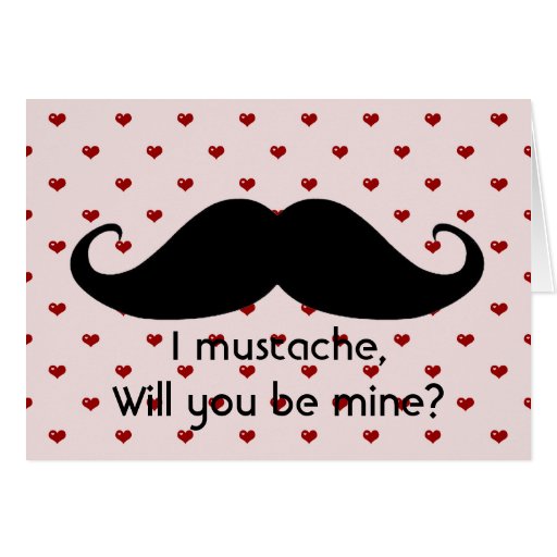 Funny mustache Valentine's Day hipster hearts card | Zazzle