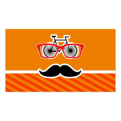 Funny Mustache with Orange Stripes Business Card Template (back side)